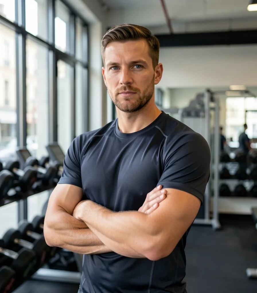 Portrait du coach dans une salle de sport à Lyon
