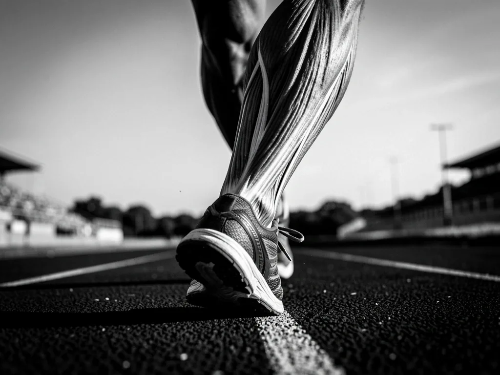 Détail musculaire d'un coureur en effort